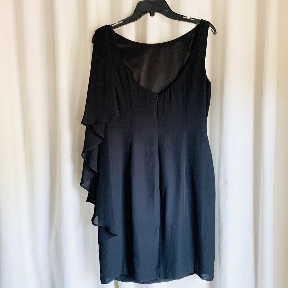 MAGGIE LONDON black dress w chiffon drape sz 10 - Picture 2 of 4